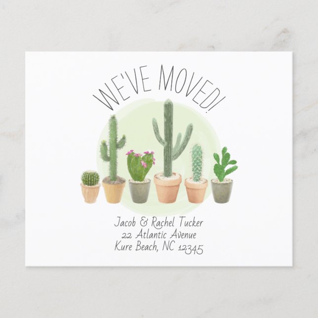 Aquarelle Cactus Nous avons déplacé Faire-part de  (Devant)
