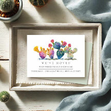 Aquarelle Cactus Nouvelle maison Faire-part mobile
