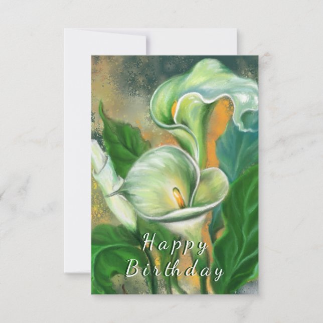 Aquarelle Calla Lily Fleurs Carte Anniversaire (Devant)