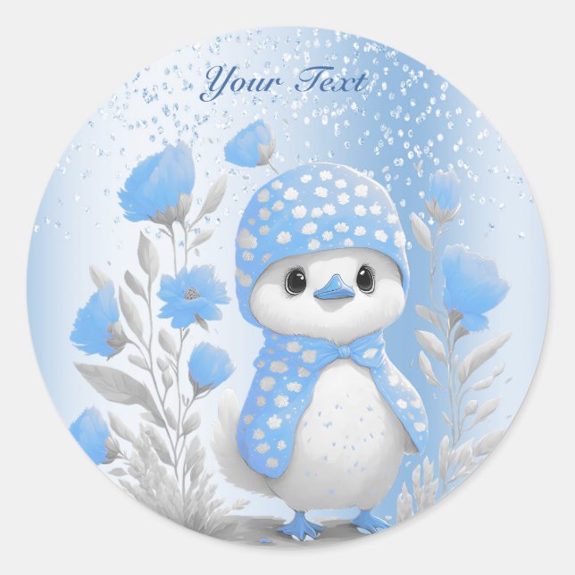 Aquarelle Canard Bleu Sticker Floral (Devant)