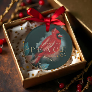 Aquarelle cardinale rouge Paix Oiseau de Noël