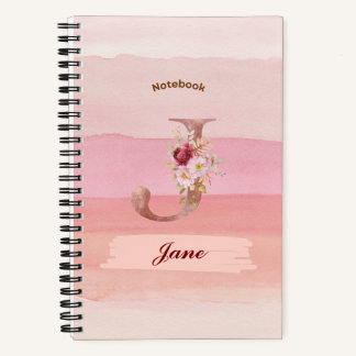 Aquarelle Carnet floral - Initiale J