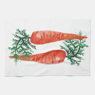 Aquarelle carottes serviette de cuisine