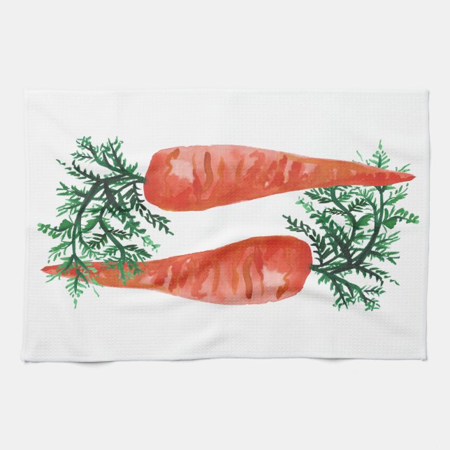 Aquarelle carottes serviette de cuisine (Horizontal)