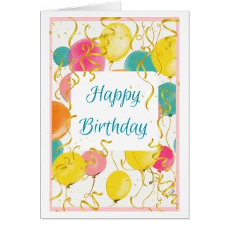 Aquarelle Carte Ballons Anniversaire Pour Elle