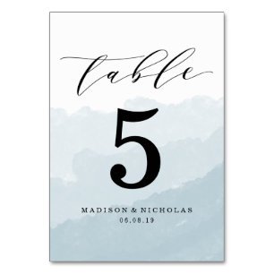 Aquarelle Carte de numéro de table personnalisée