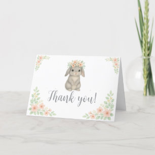 Aquarelle, Carte de remerciements Bunny Pastel