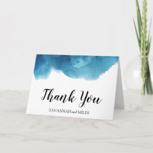 Aquarelle Carte de remerciements de lavage bleu
