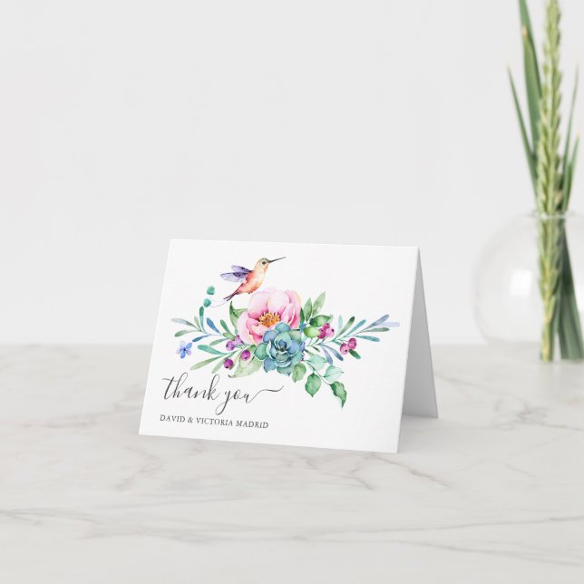 Aquarelle Carte de remerciements florale (Devant)