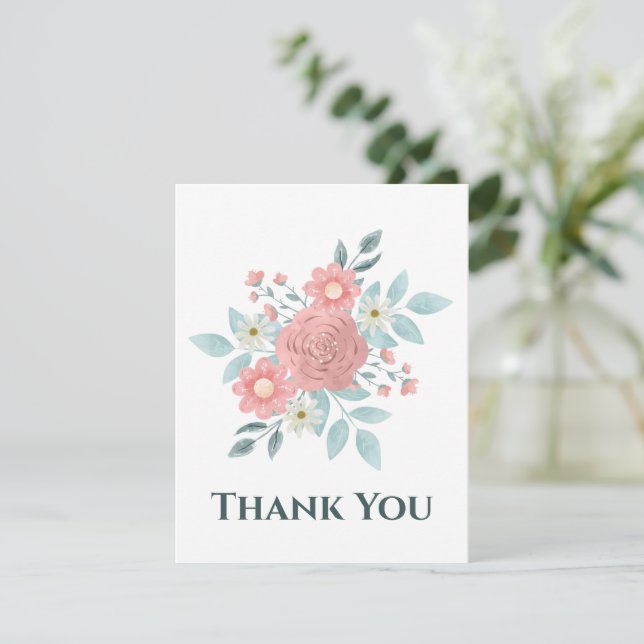 Aquarelle Carte de remerciements florale (Debout devant)