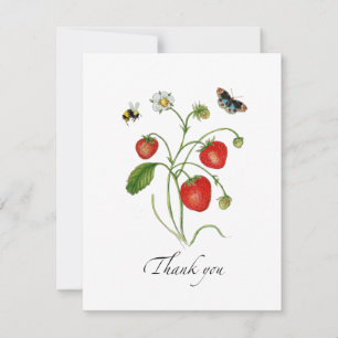 Aquarelle Carte de remerciements plat fraise