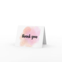 Aquarelle Carte de remerciements - Rose et Pêche