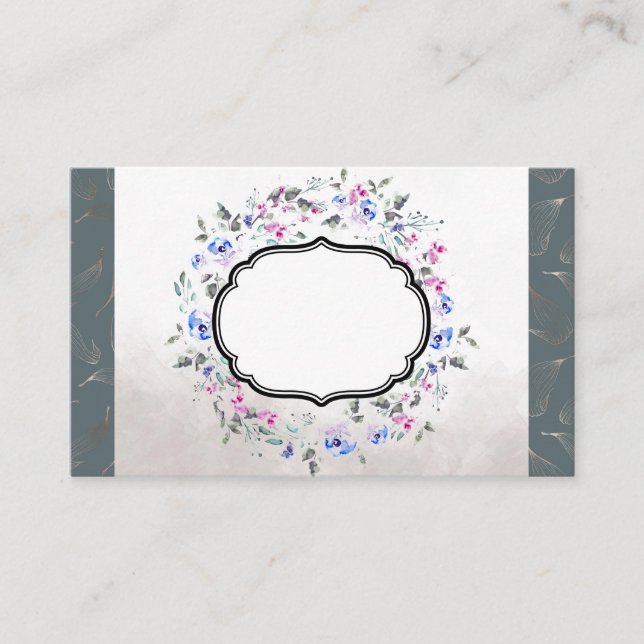  Aquarelle Carte de visite de la feuille de fleurs (Devant)