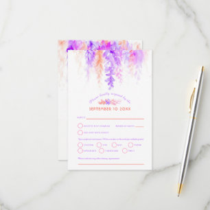Aquarelle cascade mariage violet orange rose RSVP