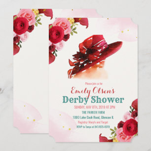Aquarelle Casquette Floral Derby Douche Invitation
