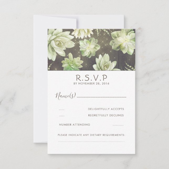 Aquarelle Celadon Mariage Succulent RSVP (Devant)