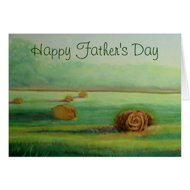 Aquarelle champ de foin vue paysage du pays (Devant horizontal)