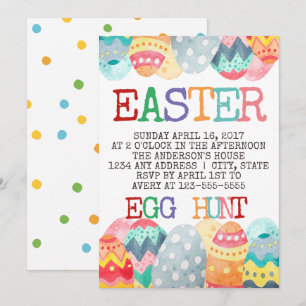 Aquarelle Chasse aux oeufs de Pâques Invitation