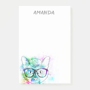 aquarelle chat design personnalisé post-it note