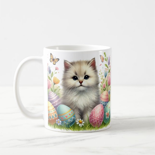 Aquarelle Chat Mug de Pâques - Pastel Spring Desig (Gauche)