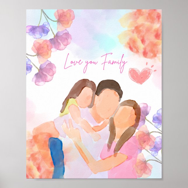 Aquarelle chaude Family Love Poster (Devant)