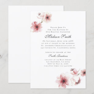 Aquarelle Cherry Blossoms Invitation Baptême