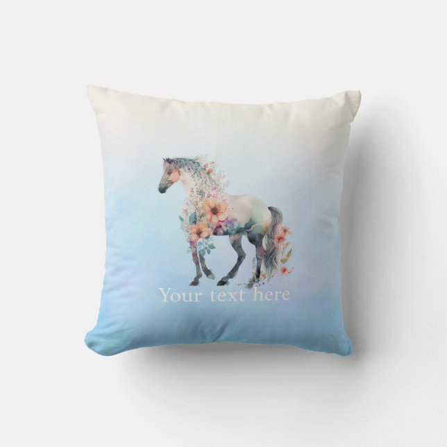 Aquarelle cheval accent coussin (Recto)