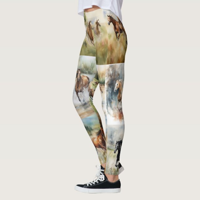Aquarelle Cheval Leggings - Beau (Gauche)