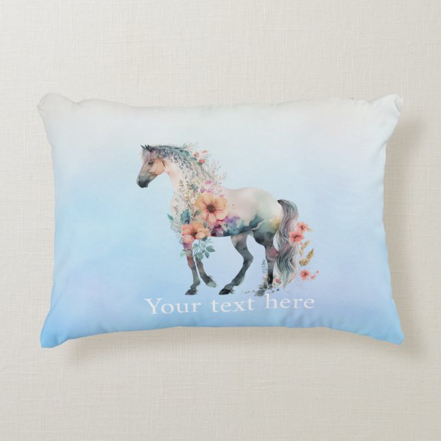 Aquarelle cheval porte accent coussin (Devant)