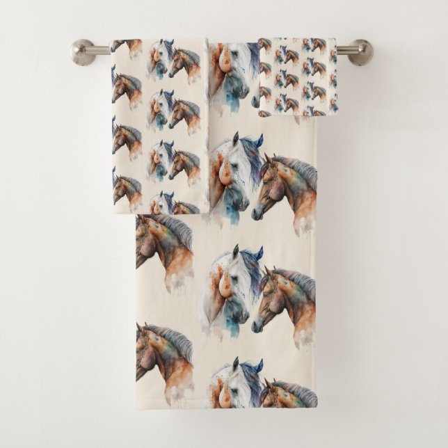 Aquarelle Chevaux Boho Déchirer Peinture Motif (En situation)