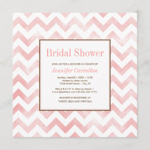 Aquarelle Chevron Bridal Shower Invitation (rose)