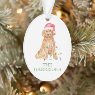 Aquarelle Chien Père Noël de Noël