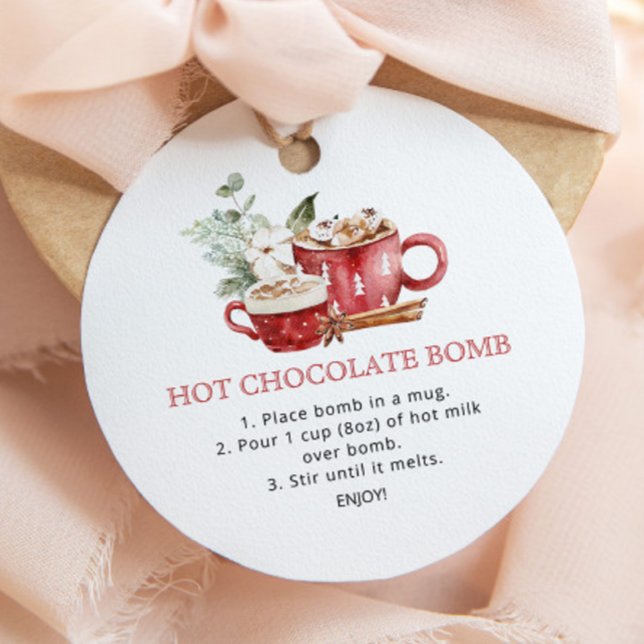 Aquarelle chocolat chaud bombe en faveur étiquette (Créateur téléchargé)