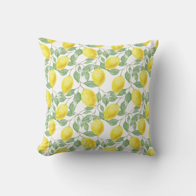 Aquarelle Citron Fruit Motif Oreiller (Recto)