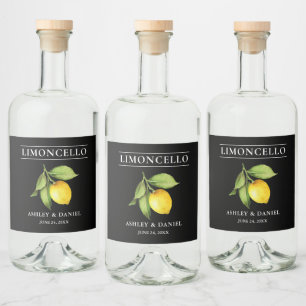 Aquarelle Citron Limoncello Étiquette bouteille no