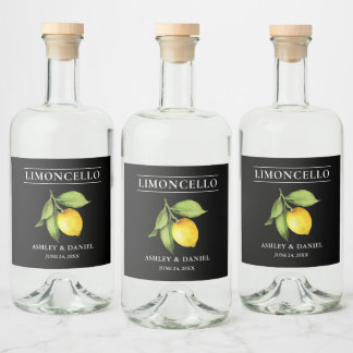 Aquarelle Citron Limoncello Étiquette bouteille no
