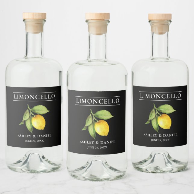 Aquarelle Citron Limoncello Étiquette bouteille no (Bouteilles)