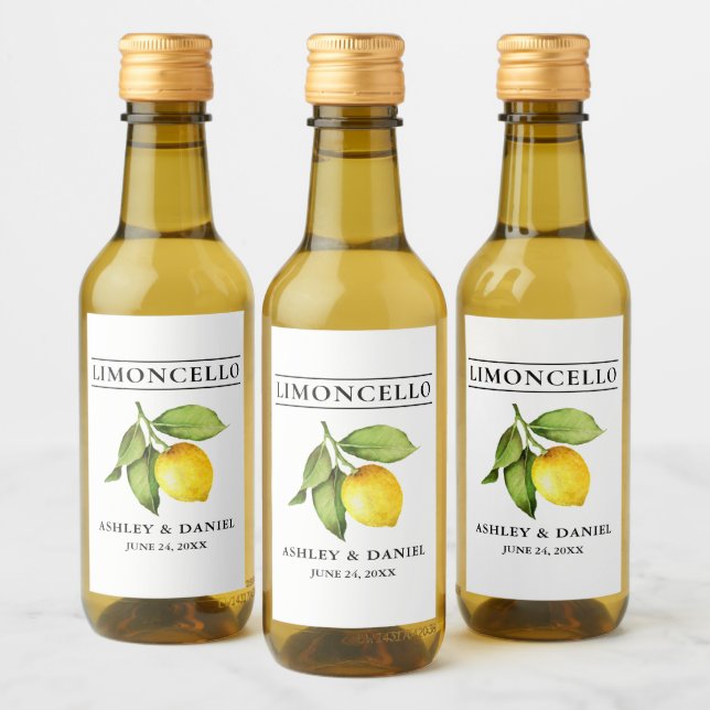 Aquarelle Citron Limoncello Mini Étiquettes boutei (Bouteilles)