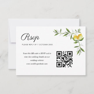 aquarelle citrons floral mariage QR code rsvp cart