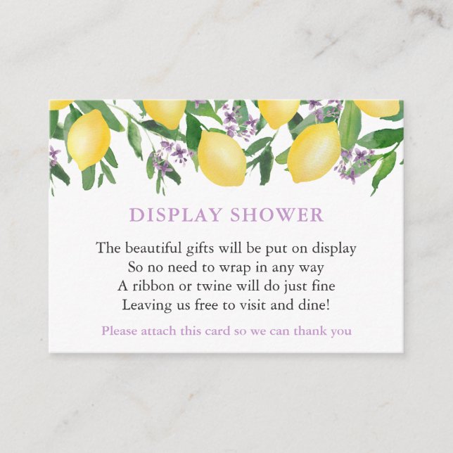 Aquarelle Citrons Lavande Texte Présentoir Carte d (Devant)