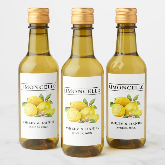 Aquarelle Citrons Limoncello Mini Étiquettes boute (Bouteilles)