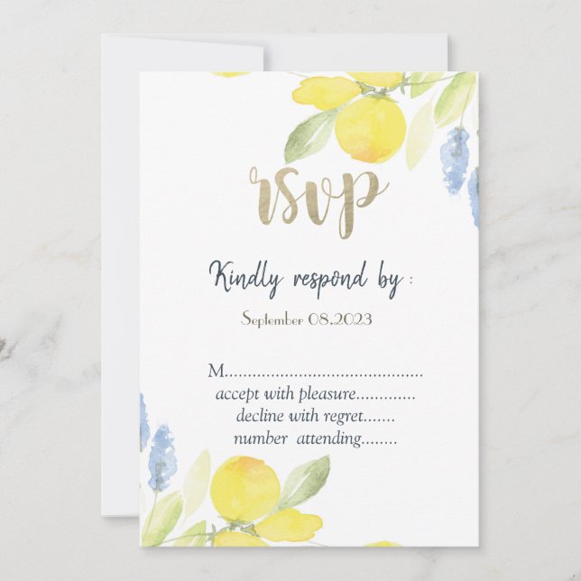 Aquarelle Citrons RSVP   Invitation (Devant)