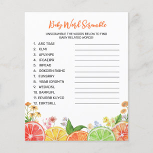Aquarelle Citrus Baby shower Word Scramble Jeu