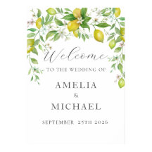 Aquarelle Citrus Citrus Bienvenue Poster Mariage