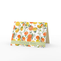 Aquarelle Citrus Motif Carte de remerciements plié