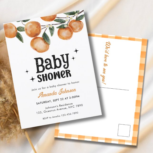 Aquarelle Citrus Orange Baby shower Invitation (Créateur téléchargé)