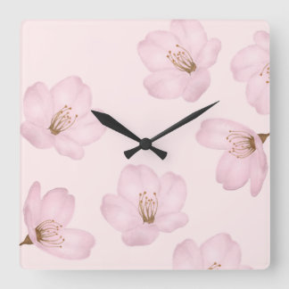 Aquarelle Clair rose cerisier Blossom Horloge mura