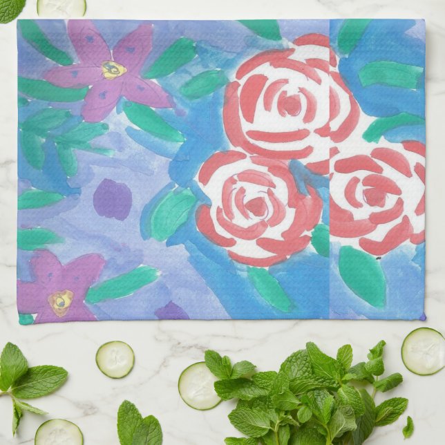 Aquarelle classique Floral Print Serviette de cuis (Plié)