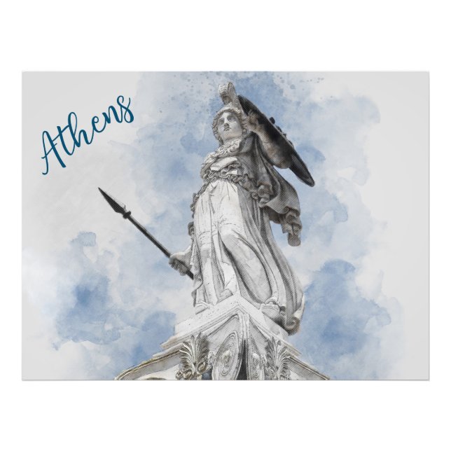 Aquarelle classique Statue grecque Athéna Photo Im (Devant)