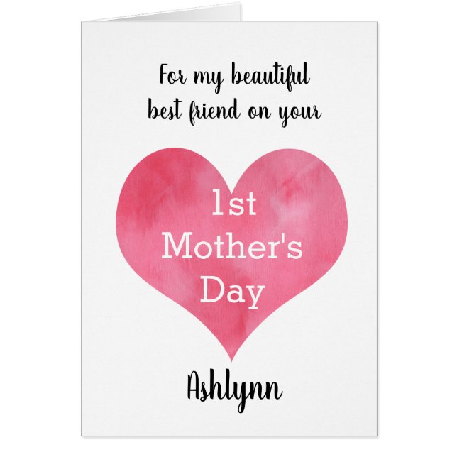Aquarelle Coeur 1ère Fête des Mères Ami (Devant)